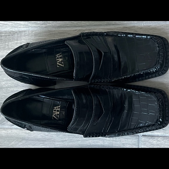 Zara crocodile embossed leather loafer size 42/11 - Picture 1 of 5